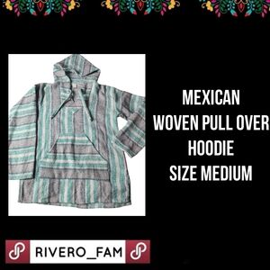 MEXICAN WOVEN PULL OVER HOODIE | SIZE MEDIUM